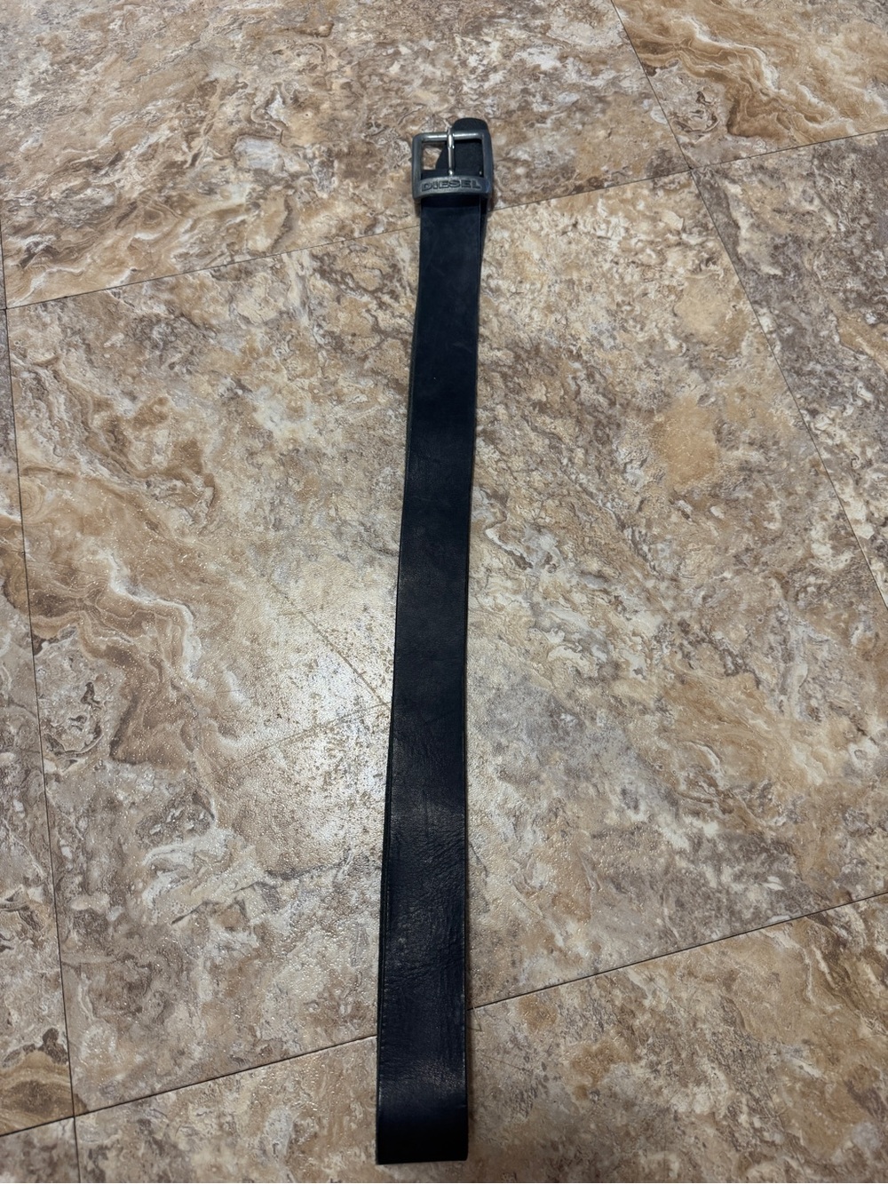 Diesel Black 100% Cow Leather Men's Belt with Branded Metal Buckle